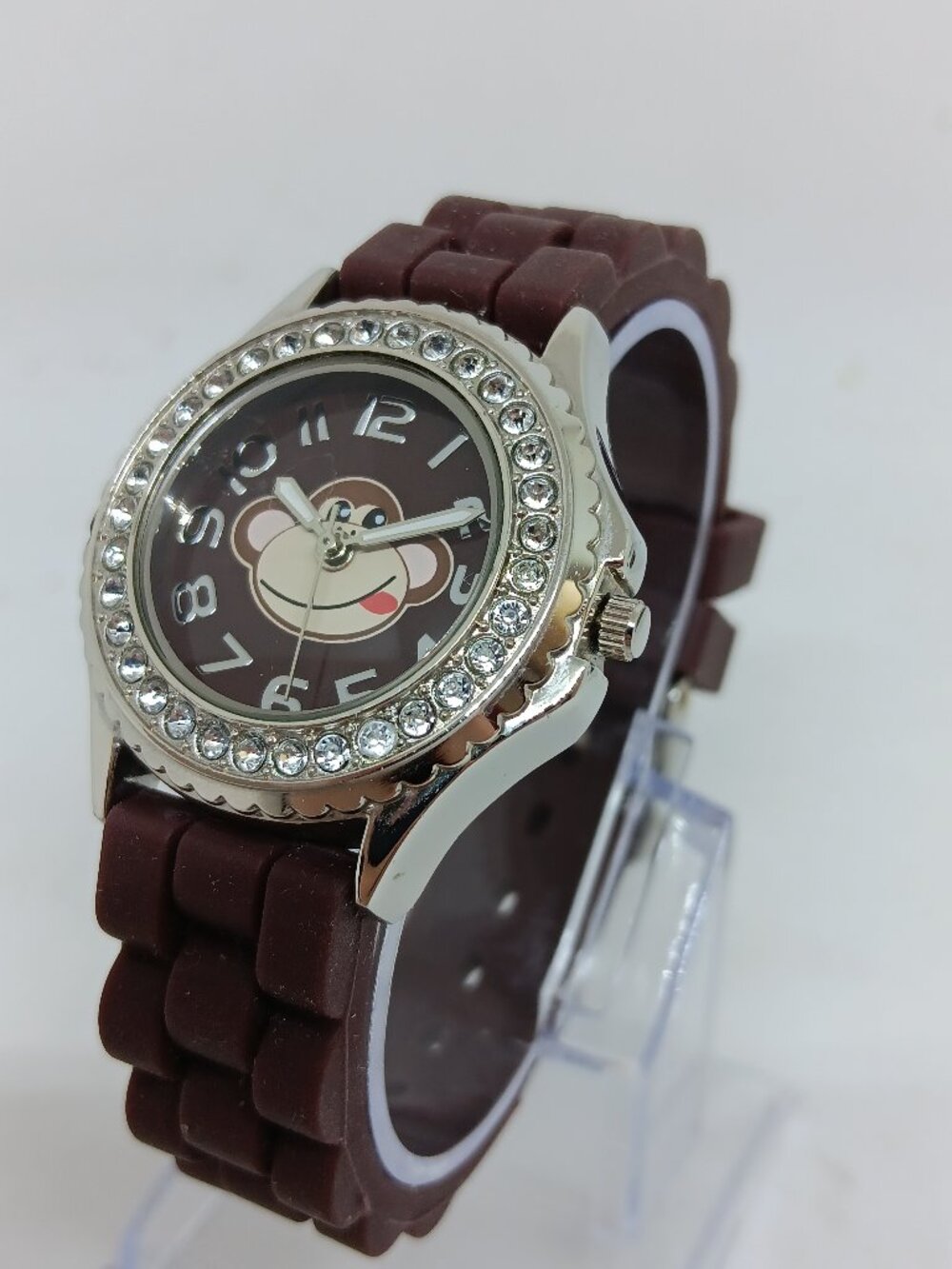 Accutime BU775 Women's 33mm Crystal Accent Monkey Dial Brown Quartz Watch